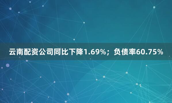 云南配资公司同比下降1.69%；负债率60.75%