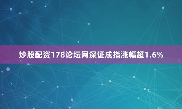 炒股配资178论坛网深证成指涨幅超1.6%